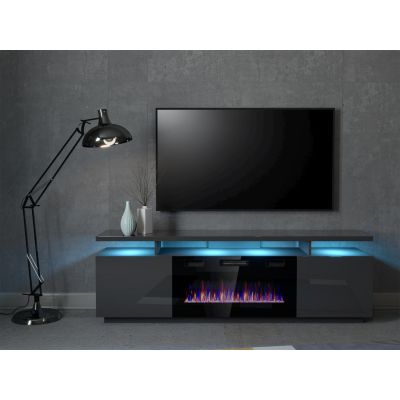 5. EVA-TV-Schrank mit elektrischem Kamin 180x40x52 Graphit/Glanzgraphit
