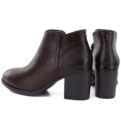 5. Burgunderrote Lederstiefeletten mit Absatz M.Daszyński OL60-1