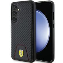 Ferrari Carbon Stitched Bottom Case für Samsung Galaxy S24+ – Schwarz