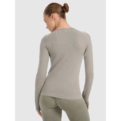 2. Schnelltrocknendes, schmal geschnittenes Langarmshirt für Damen, ideal für Yoga und Pilates, Größe 4F 4FWAW25TFLOF429-41A