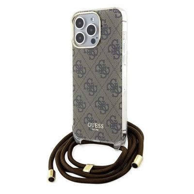 Guess Crossbody Cord 4G Print Hülle für iPhone 15 Pro Max – braun