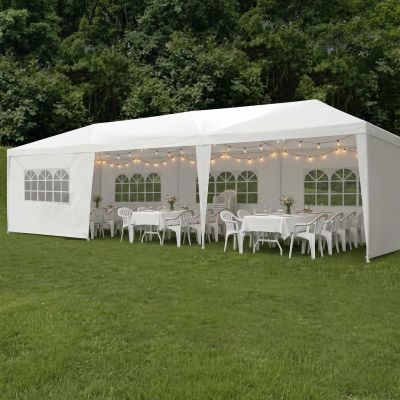 11. Gartenpavillon Cateringzelt PE 9x3M + 8 Wände weiß