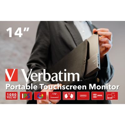 7. Verbatim 49591 Computermonitor 35,6 cm (14") 1920 x 1080 Pixel Full HD LCD-Touchscreen Schwarz