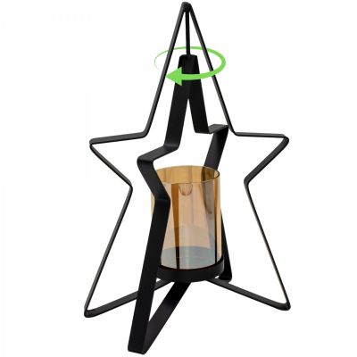 20. Metallkerzenständer 31,5 cm Stern Glimmer