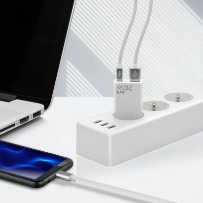 8. EVERACTIVE Wandladegerät mit 1 x USB- und 1 x USB-C-Anschluss, Schnellladefunktion 3.0, 20 W, superflach, weiß, SC-340Q