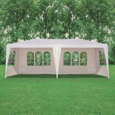 16. Gartenpavillon Cateringzelt PE 6x3M + 6 Wände weiß