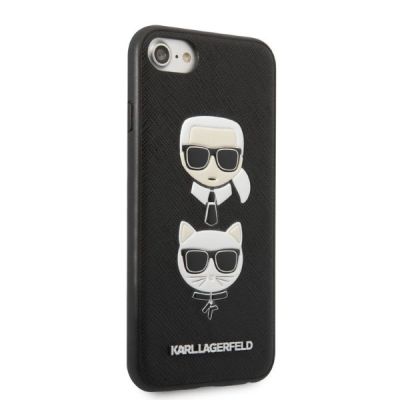 4. Karl Lagerfeld KLHCI8SAKICKCBK iPhone 7/8 / SE 2020 / SE 2022 schwarz/schwarz Hardcase Saffiano Karl&Choupette Head