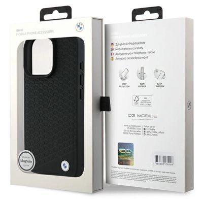 8. BMW Signature Lederhülle mit Diamant-Metalllogo und MagSafe-Funktion für iPhone 16 Pro Max – Schwarz