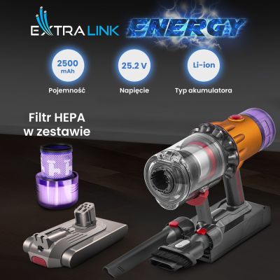 13. Extralink | Filter + Akku-Ersatz, Akku für Dyson V12 Staubsauger | 25,2 V 2500 mAh
