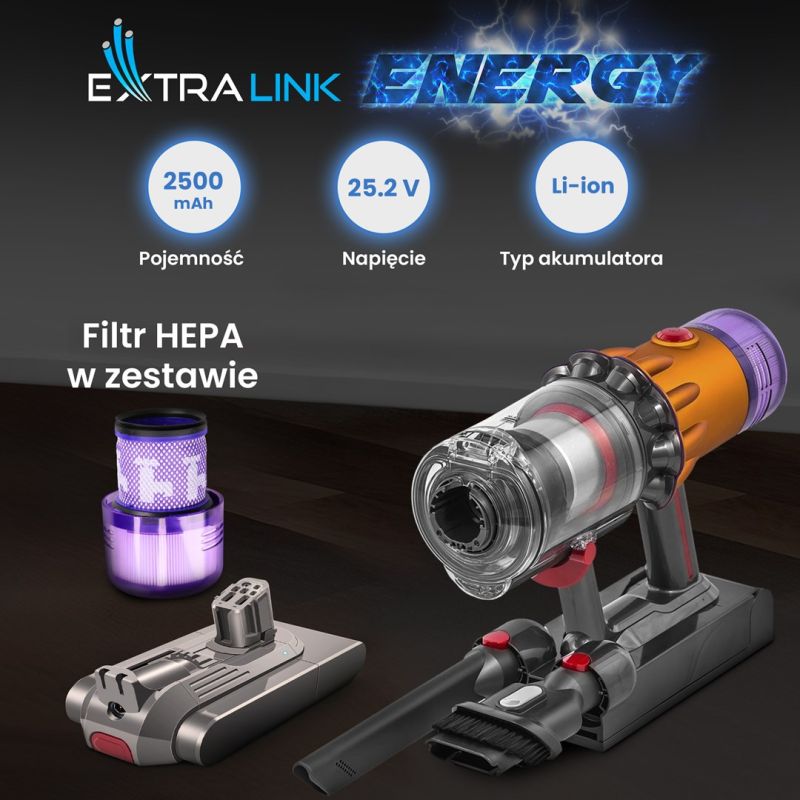 13. Extralink | Filter + Akku-Ersatz, Akku für Dyson V12 Staubsauger | 25,2 V 2500 mAh