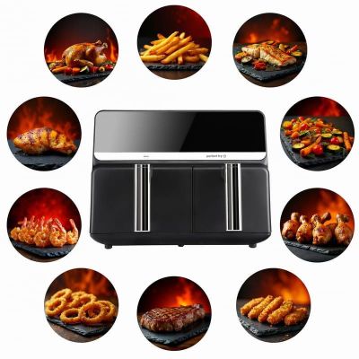 7. ELDOM FETTFREIE FRITTEUSE FR200 9 L, 2200 W, ZWEI UNABHÄNGIGE SCHUBLADEN, 8 PROGRAMME, LED-ANZEIGE, TEMPERATUR 80 °C–200 °C