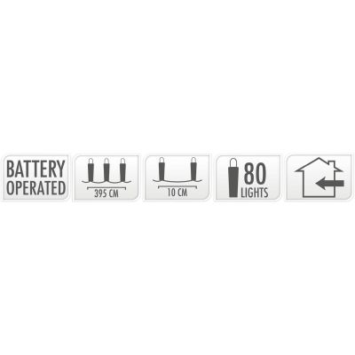 16. Batteriebetriebene Lichterkette mit 80 LEDs, mehrfarbig