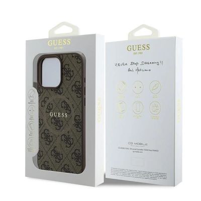 8. Guess 4G Ring Classic Logo MagSafe-Hülle für iPhone 16 Pro – braun