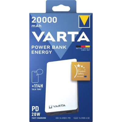 8. Varta Energy 20000 Lithium-Polymer-Akku (LiPo) 20000 mAh Schwarz, Weiß