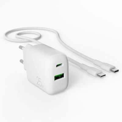 4. Puro PROLITE 25W USB-A / USB-C Wandladegerät + USB-C - USB-C Kabel 1,2m - weiß