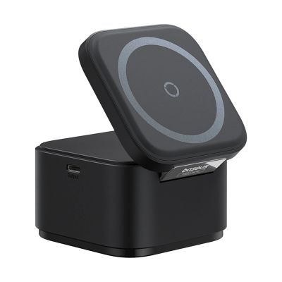 6. Baseus MagPro 3in1 25W MagSafe kompatibles induktives Ladegerät für Telefon und Smartwatch - Schwarz