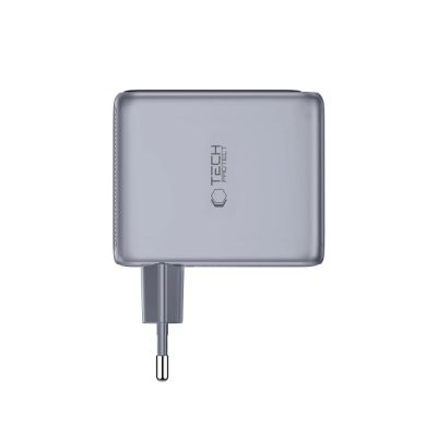 3. Tech-Protect PowerVision NC100W-GaN 3-Port PD 100W / QC3.0 Wandladegerät – Dunkelgrau