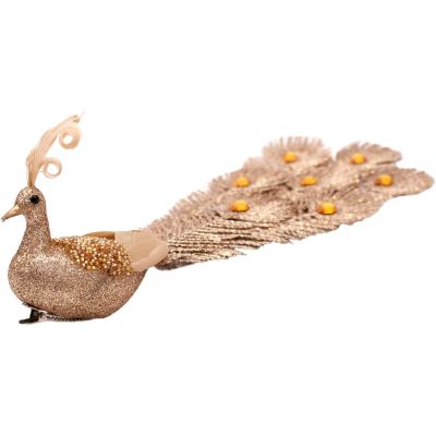 6. Dekorativer Pfau auf einer goldenen Kugelklemme