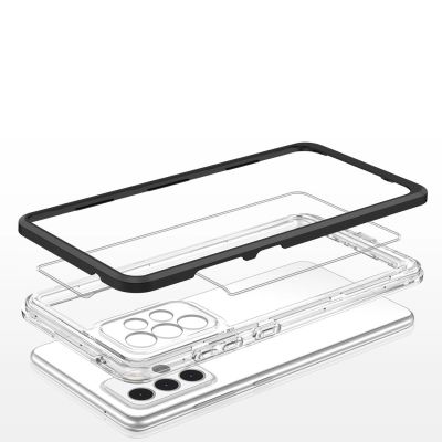 5. Klare 3in1 Hülle für Samsung Galaxy A73 Frame Cover Gel Schwarz
