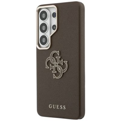 2. Guess Schutzhülle mit genarbtem, großem 4G-Metalllogo für Samsung Galaxy S26 Ultra – Braun