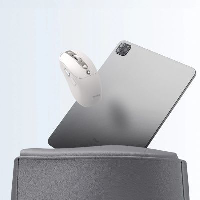 8. Baseus Editor Kabellose Computermaus mit 800-mAh-Akku und Akkuanzeige – Weiß