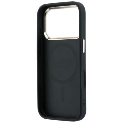 7. Guess Saffiano Small 4G & Classic Logo MagSafe Hülle für iPhone 17 Pro Max / 18 Pro Max - Schwarz