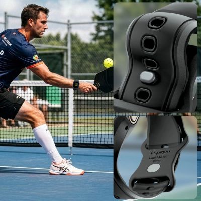 7. Spigen Liquid Air Pro Schutzhülle mit Armband + 9H-Hartglas für Apple Watch Ultra 49 mm – Schwarz