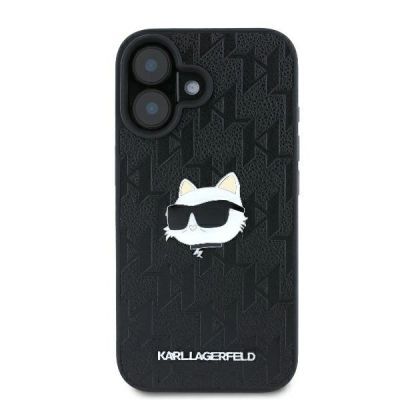 3. Karl Lagerfeld Monogram Choupette Head Pin Hülle für iPhone 16 – Schwarz
