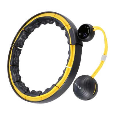 HHM21 HULA HOP SCHWARZ/GELB MIT MAGNETEN, TPE-SCHUTZ UND GEWICHT + HMS-ZÄHLER