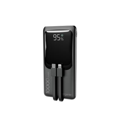 GEMBIRD Powerbank 10000mAh mit LCD-Display, integrierten Kabeln und QC3.0 20W Schnellladefunktion