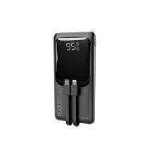 GEMBIRD Powerbank 10000mAh mit LCD-Display, integrierten Kabeln und QC3.0 20W Schnellladefunktion