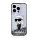 3. Karl Lagerfeld Liquid Glitter Ikonik Hülle für iPhone 15 Pro – transparent