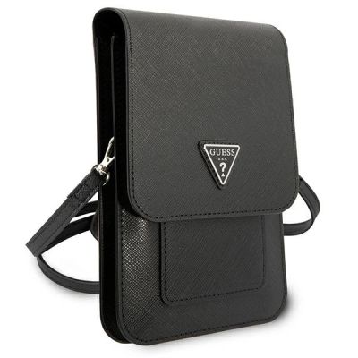 3. Guess Handtasche GUWBSATMBK schwarz / schwarzes Saffiano-Dreieck