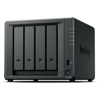 Synology DS425+ NAS, Tower, 4x (3,5" SATA HDD/ 2,5" SATA SSD), 2 x M.2, Intel Celeron J4125, 2 GB DDR4 non-ECC (max. 6 GB), 1x 1GbE RJ-45; 1x 2,5GbE RJ-45, 2x USB 3.2.1 – NUR Synology-Laufwerke