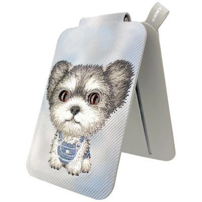 3. Nimmy New Big-Eye Cute Pets 2.0 Hunde-Magnetgeldbörse mit Handyhalterung – Grau