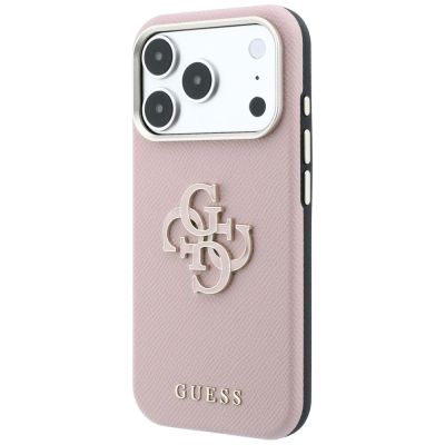 2. Guess Grained & Big Resin Logo Case für iPhone 18 Pro Max / 17 Pro Max - Pink