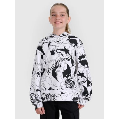 Mädchen-Sweatshirt mit Kapuze, offen, 4F 4FJRAW25TSWSF2348-90A