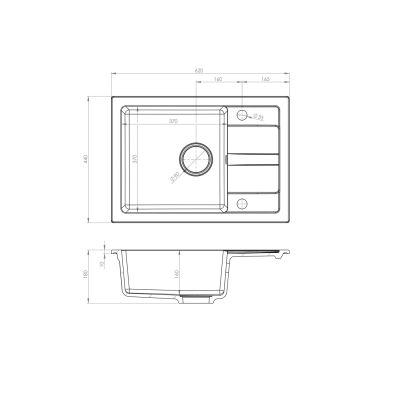 2. Schwarzes Küchenspülen-Set mit flexibler Armatur – MAIDSINKS BALI Spüle (62x44) 1B1D schwarz + Flessi Black Edition Armatur schwarz