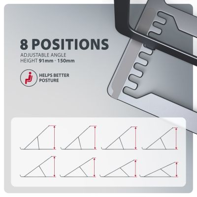 5. Axagon STND-LAG Laptop-Ständer, höhenverstellbar, faltbar, Aluminium Notebook- und Tablet-Ständer Grau 43,9 cm (17,3")