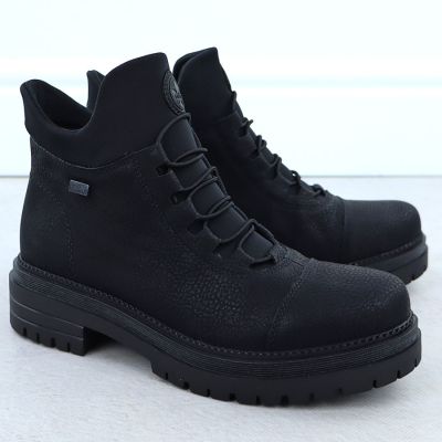 3. Damen-Lederboots im Worker-Stil mit Gummizug, Schwarz, Rieker Y3163-00