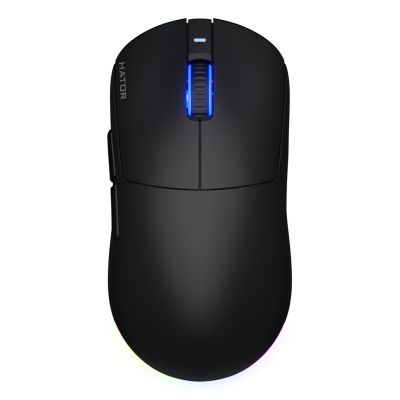 HATOR Quasar 3 Kabellose Gaming-Maus, beidhändig bedienbar, Funkfernbedienung + Bluetooth + USB Typ-A, optischer Sensor mit 12.000 DPI