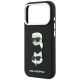 6. Karl Lagerfeld Saffiano-Hülle mit Karl & Choupette-Kopf-Pins und Logo für iPhone 18 Pro / 17 Pro – Schwarz