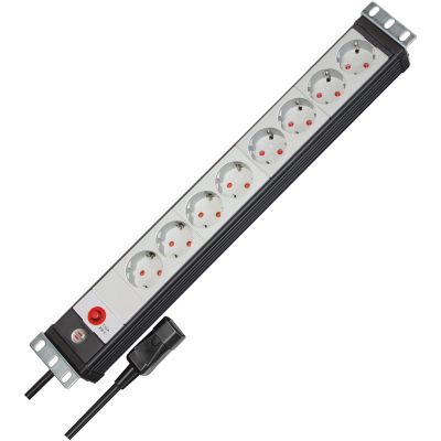 2. Brennenstuhl Premium-Line Steckdosenleiste 19 Zoll Steckdosenleiste 8-fach, Juodas/Lichtgrau, 3m