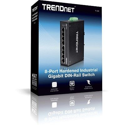 5. Trendnet TI-G80 Unmanaged Switch - 8 x 100/1000/10000 - DIN-Schienenmontage, Wandmontage - DC (TI-G80)