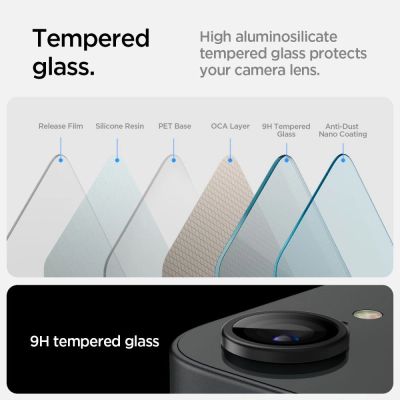 11. Spigen Optik Pro GLAS.TR „Ez Fit“ Kameraschutzhülle, 2er-Pack für iPhone 16e / 17e – Schwarz