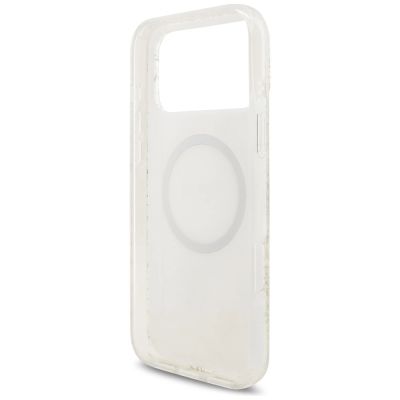 7. Guess IML Flowers Electro Pearl Strap MagSafe Case für iPhone 17 Pro Max - Weiß