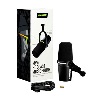 10. Shure MV7+-K – Voice-Over-/Voice-Mikrofon mit XLR-/USB-C-Anschluss, Schwarz