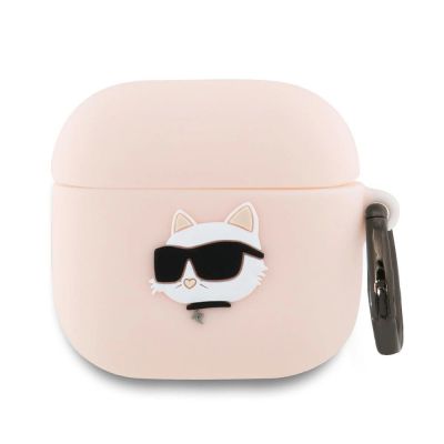 Karl Lagerfeld Silikon-Choupette-Kopf 3D-Hülle für AirPods 4 – Rosa