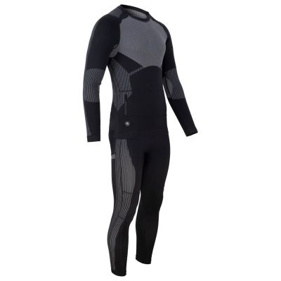 9. GLOVII Beheizbares Thermoaktiv-Unterwäsche-Set, Sweatshirt und Hose, Größe L, Schwarz, inklusive Batterien und Ladegerät, GXBL