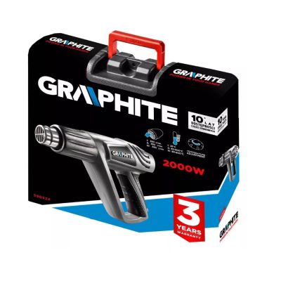 4. 2000-W-Heißluftpistole mit Graphitkern, Temperaturbereich 25–600 °C, mit Koffer
